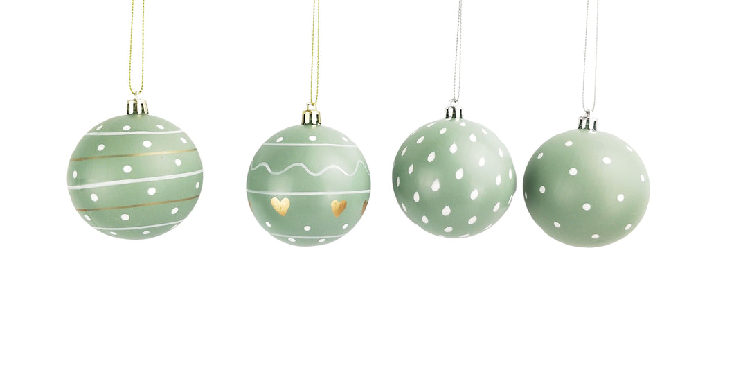 Scandi Baubles - Sage Set of 4